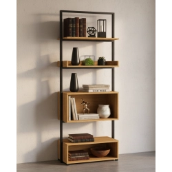 REGAŁ NA KSIĄŻKI METALOWE DREWNO LITE DĄB JESION OLCHA RNK-127B